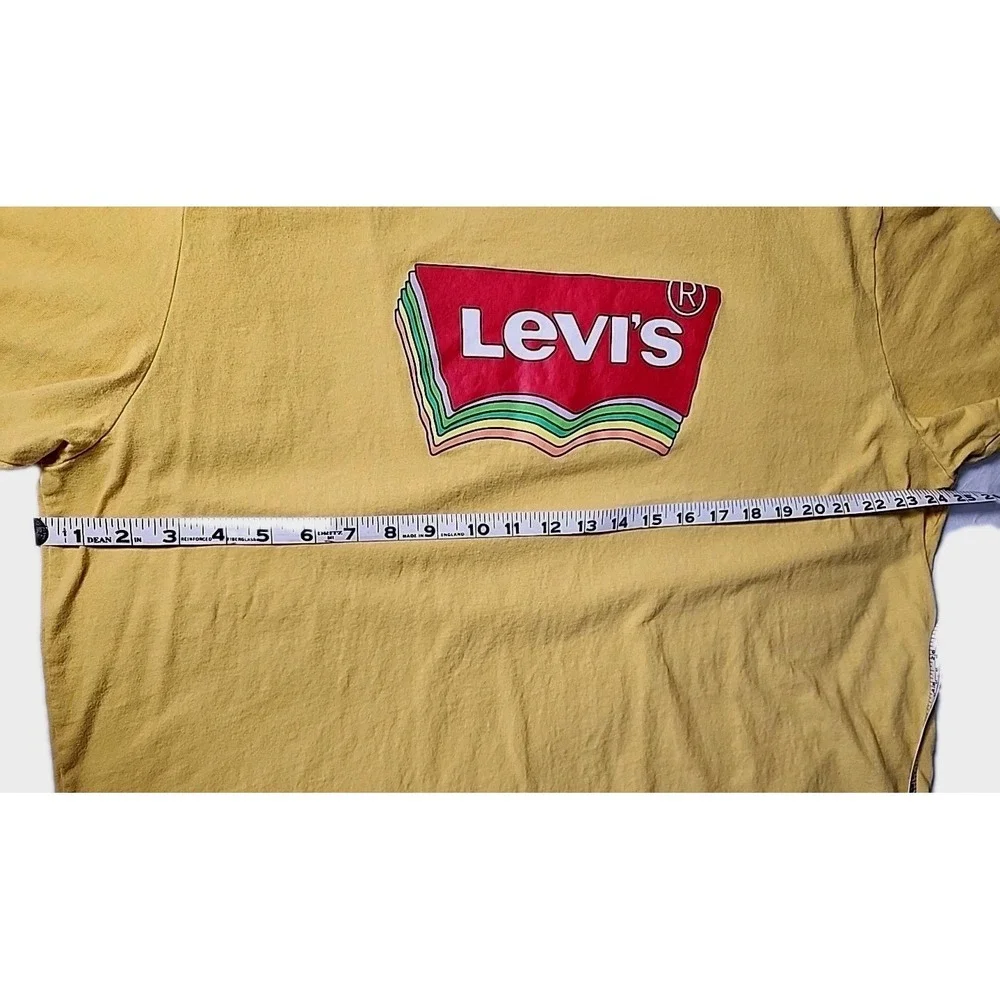 VTG Y2K Levi's 3XL 100% Cotton YELLOW Multicolor Logo Box Tee Short Sleeve Retro